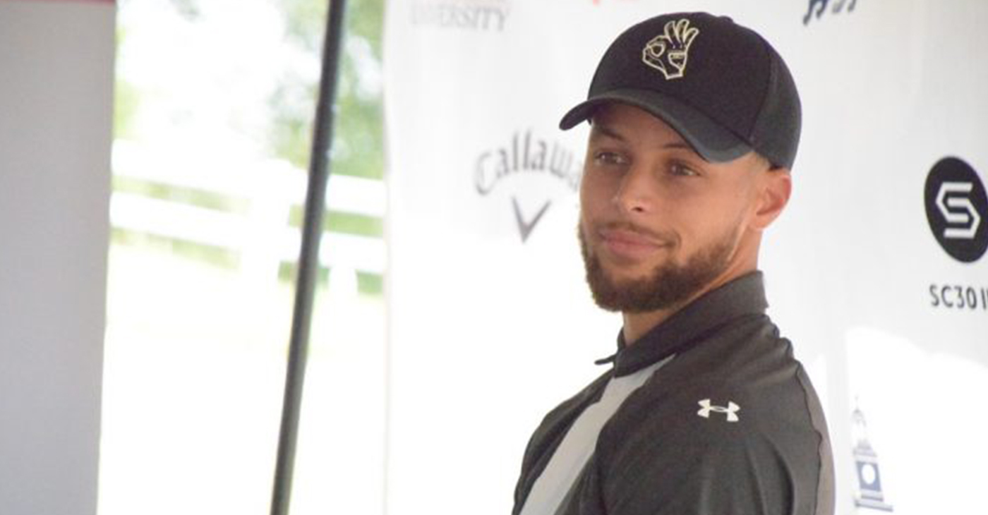 NBA Superstar Steph Curry of the Golden State Warriors at Langston Golf Course in Washington, D.C. to announce his commitment to Howard University establishing a new Division I golf program (Photo by Mark F. Gray) The