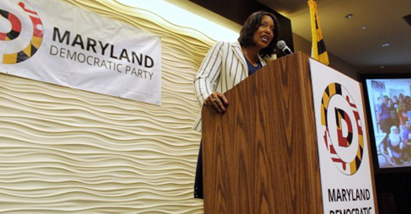 Maya Rockeymoore Cummings, chair of the Maryland Democratic Party, speaks at the state Democratic Party's 20th annual legislative luncheon in Annapolis on Jan. 8. (Photo by: Brigette White | The Washington Informer)