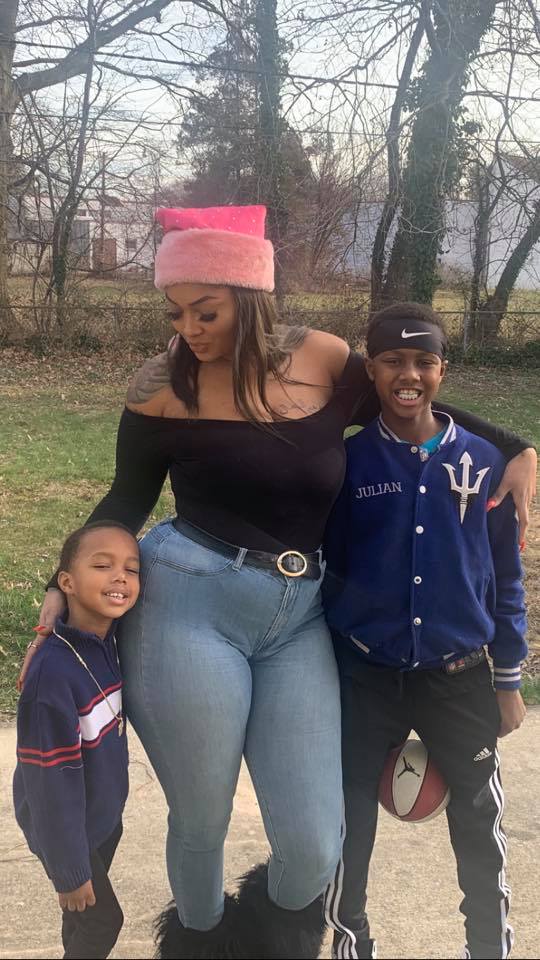 Tianna Drummond, who was killed in a murder-suicide, with sons Julian and Kristopher on Christmas Day.