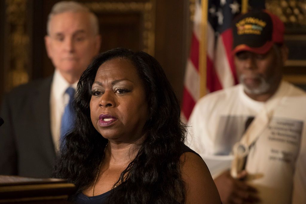 Valerie Castile, mother of Philando Castile spoke during the news conference one year after her son was killed. Governor Mark Dayton announced that a $12 million funding for the 