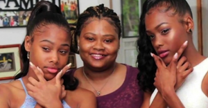 Khaliyah and Aaliyah White with their mother