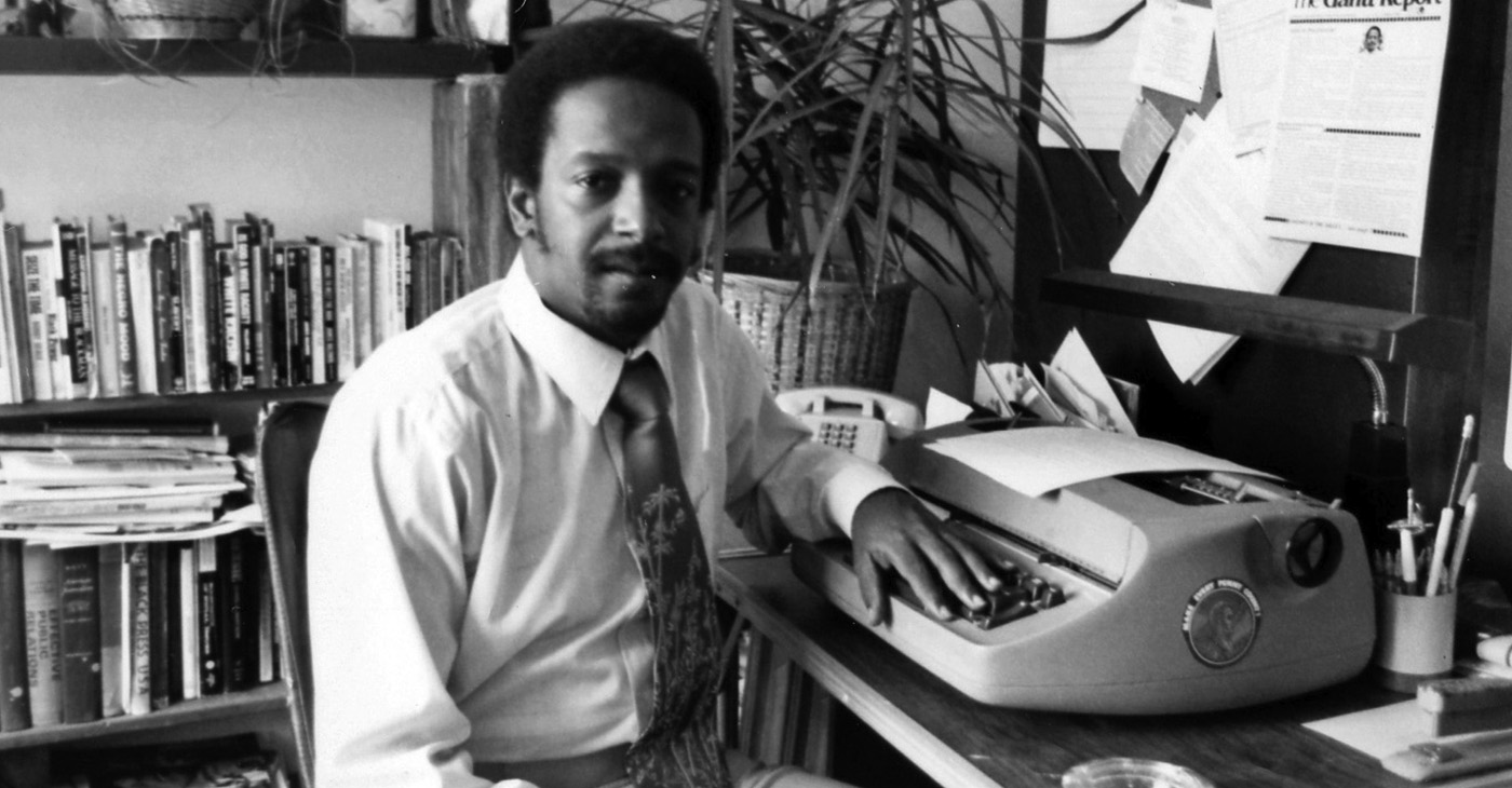 A younger Lucius Gantt used an IBM Selectric typewriter to launch The Gantt Report in 1980. (COURTESY OF ALL WORLD CONSULTANTS)