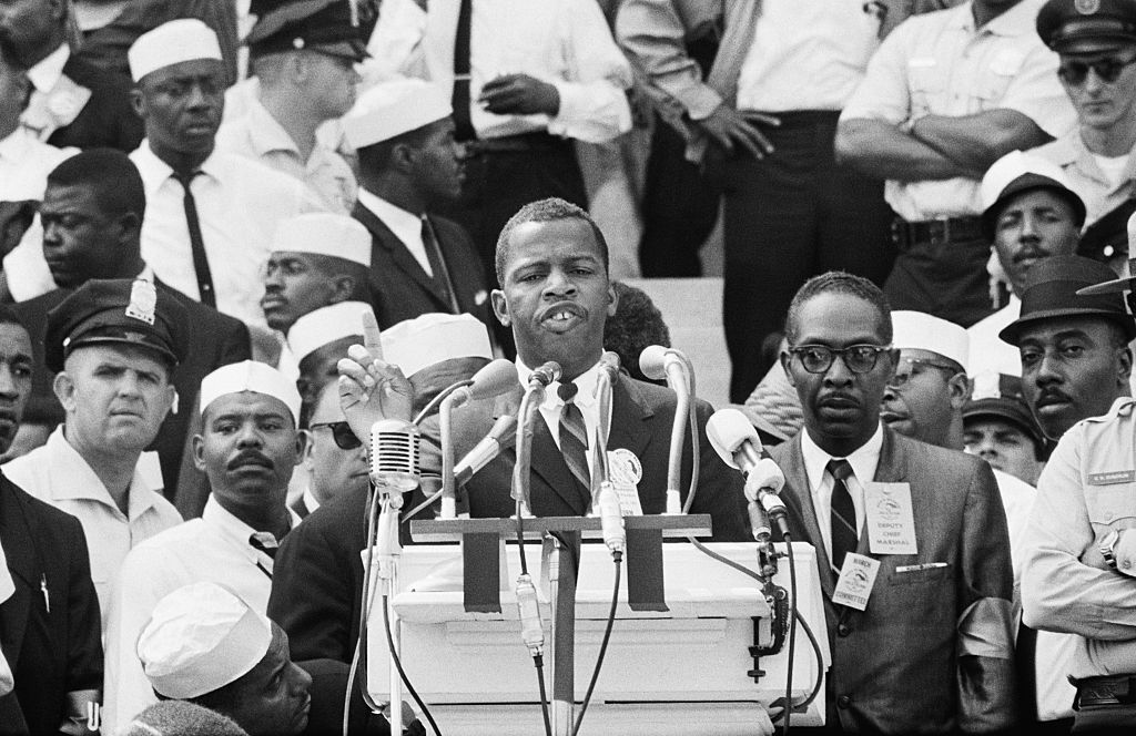 John Lewis At Podium Addressing Marchers