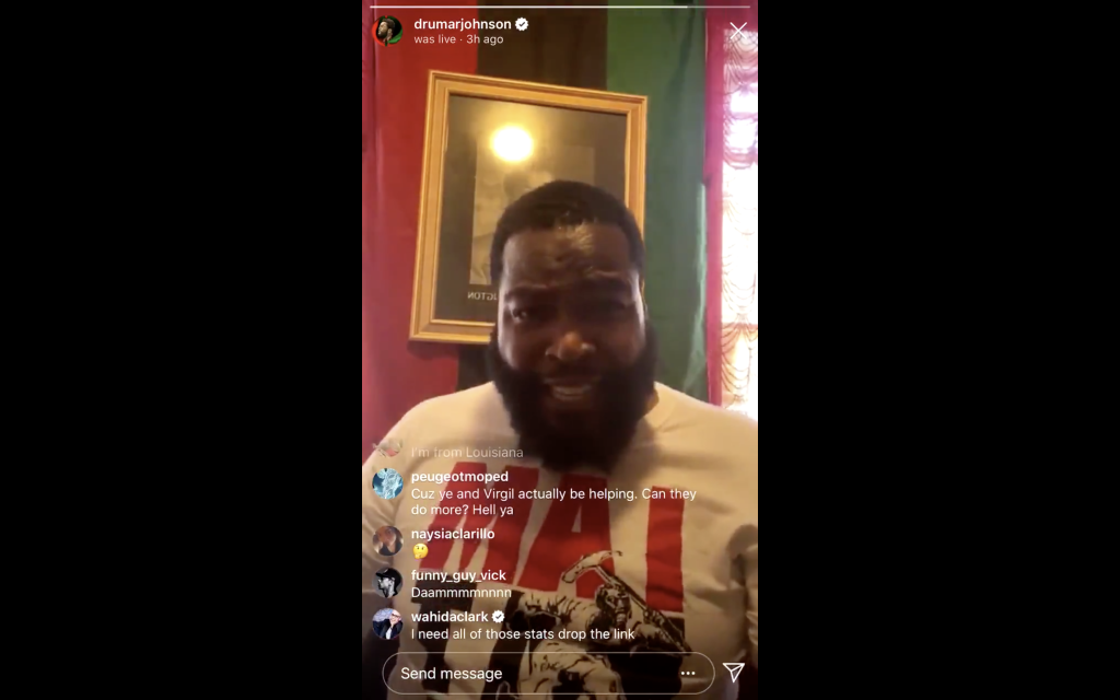 Dr Umar Johnson on Instagram Live