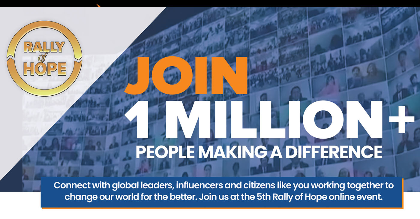 Join this free event to make a lasting impact in your communities and families that will ripple throughout the world. The Rally of Hope will offer translation in numerous languages. Register at http://www.rallyofhope.us.