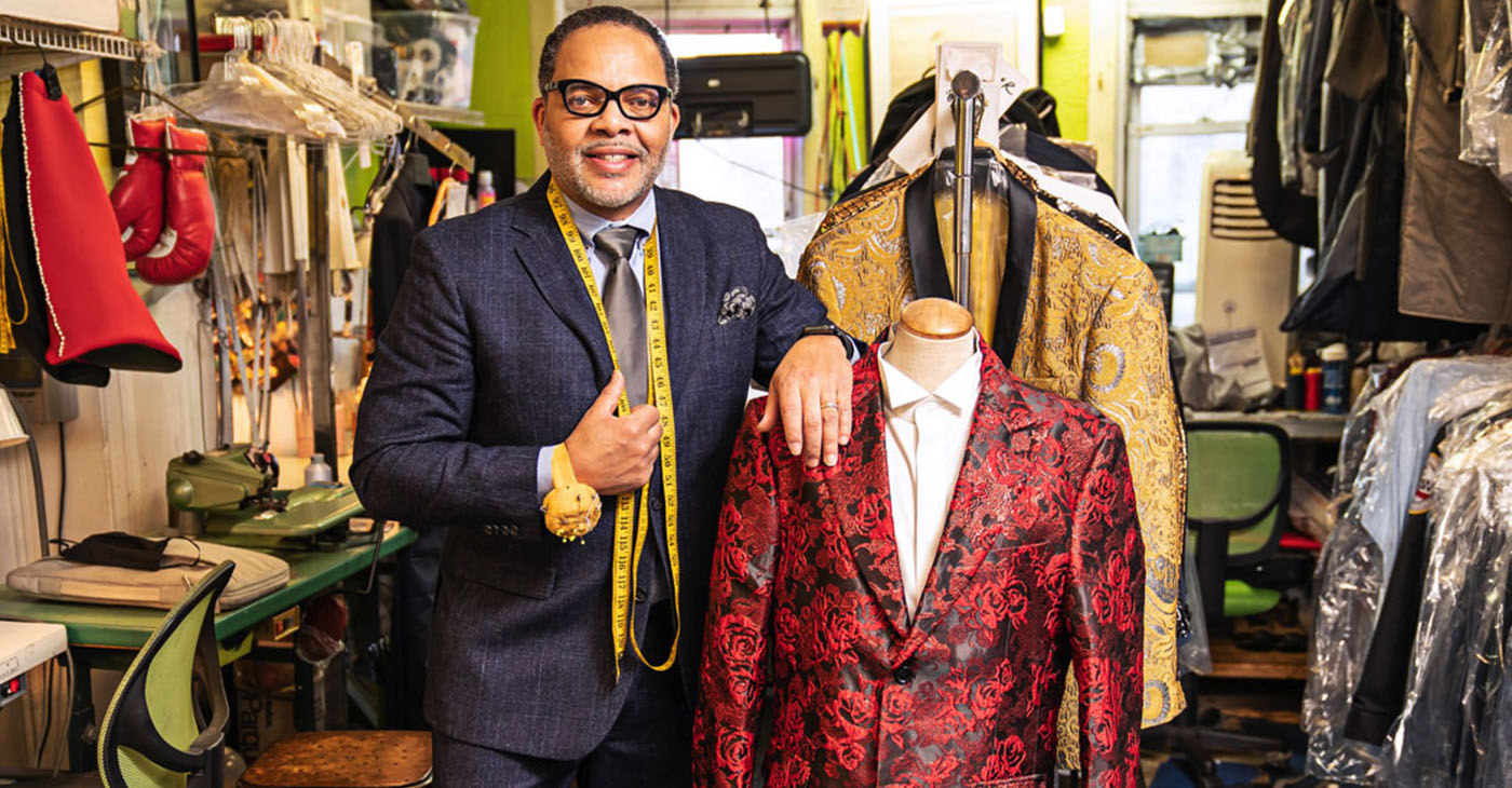 Julius “Eddie” Lofton learned about the tailoring business from his late grandfather, Josephus C. Lofton, and named his shop JC Lofton Tailors in Washington, D.C., in honor of him. (Photo: Scott Suchman)