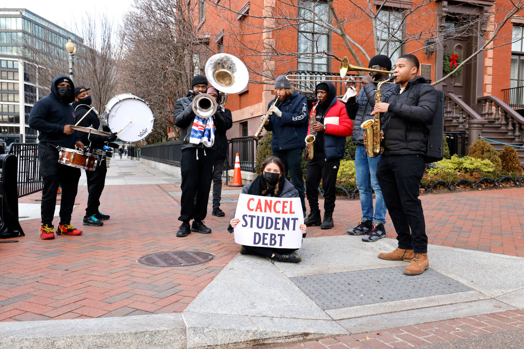 Activists And Musicians Gather At The White House To Greet The Staff With Joyful Music And A Demand To Cancel Student Debt