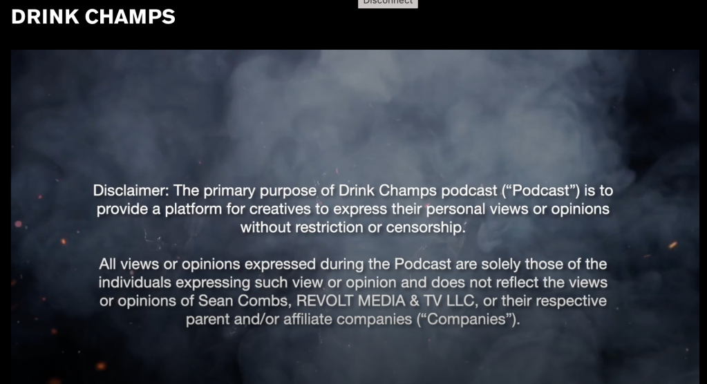 REVOLT Media disclaimer for 