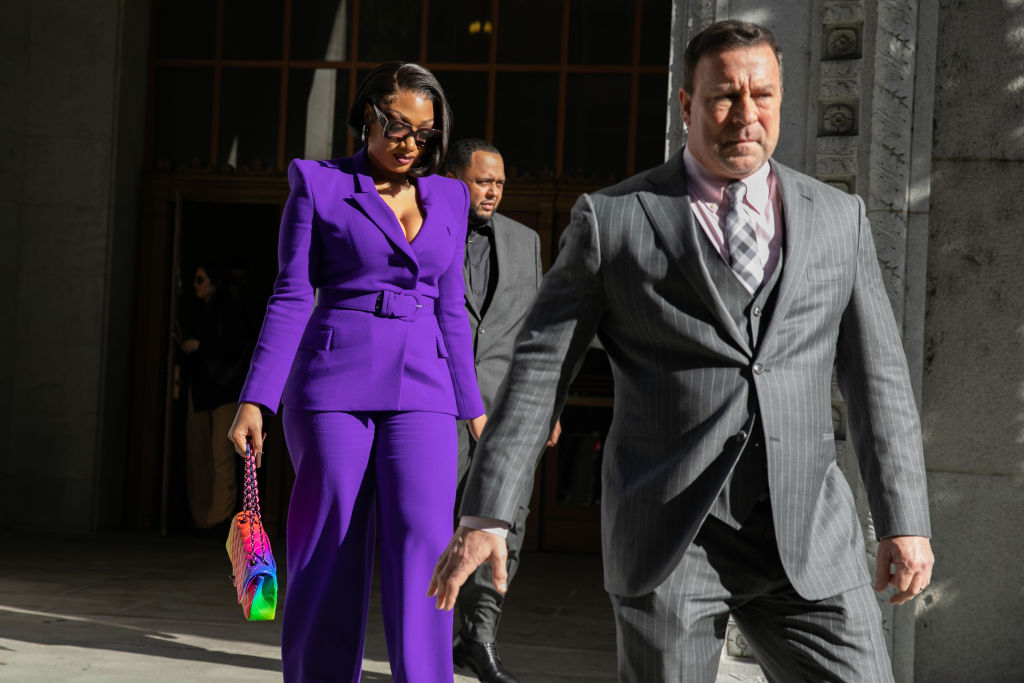 Megan Thee Stallion whose legal name is Megan Pete arrives at court to testify in the trial of Rapper Tory Lanez for allegedly shooting her