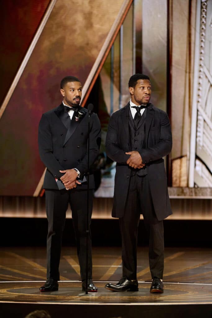 Michael B. Jordan and Jonathan Majors present the Oscar® for Cinematography during the live ABC telecast of the 95th Oscars® at the Dolby® Theatre at Ovation Hollywood on Sunday, March 12, 2023.
