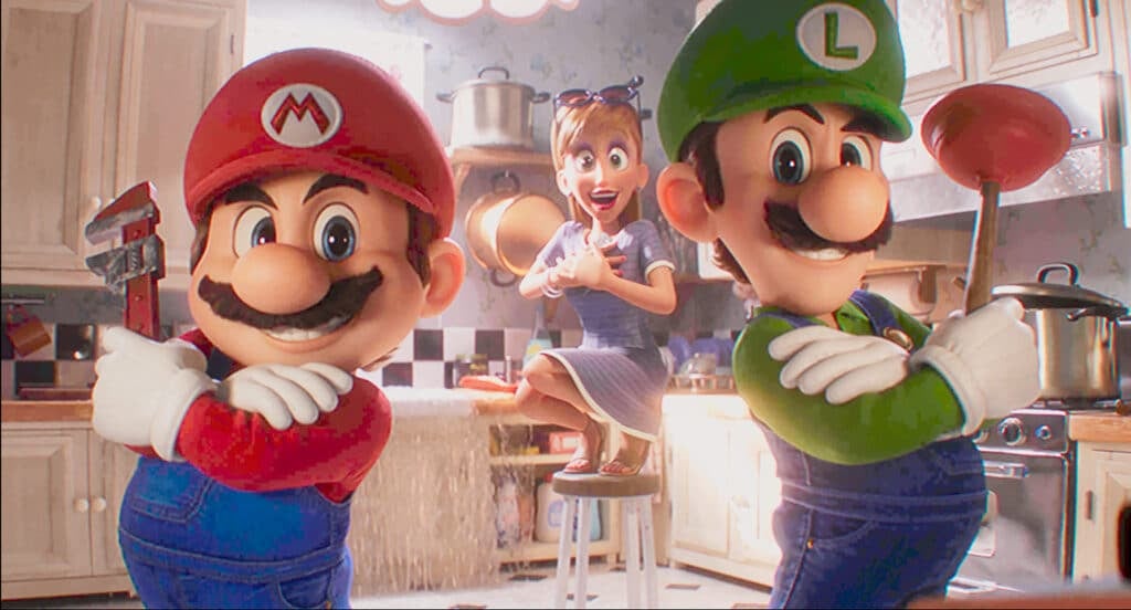 (from left) Mario (Chris Pratt) and Luigi (Charlie Day) in Nintendo and Illumination’s The Super Mario Bros. Movie