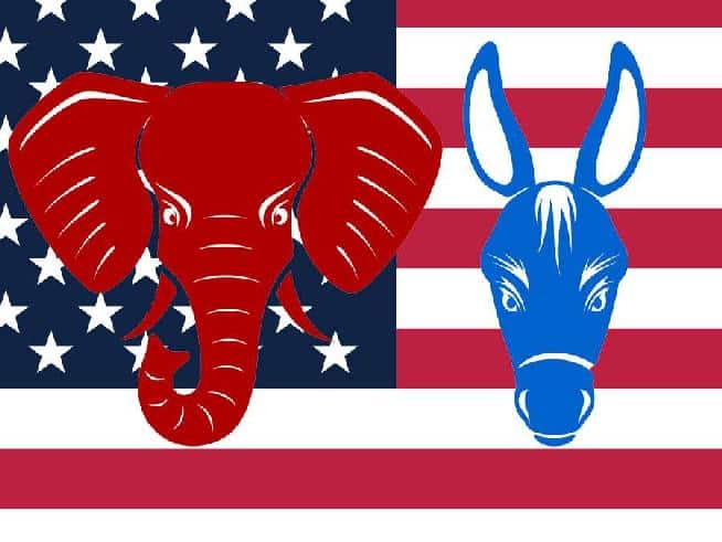Republican-GOP and Democratic mascots