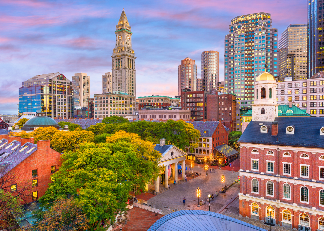 Boston's skyline at dawn.