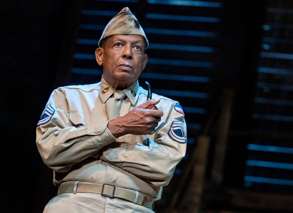 Eugene Lee as Sergeant Vernon C. Waters in the National Tour of “A Soldier's Play” playing at Center Theatre Group / Ahmanson Theatre May 23 through June 25, 2023.<br />Photo by Joan Marcus” width=”696″ height=”508″ /><figcaption id=