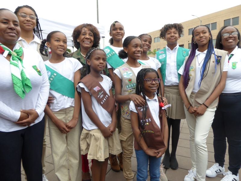 Congresswoman Maxine Waters and La Brea Heights Service Unit Girl Scouts of Greater Los Angeles: Photo Credit, Ricky Richardson