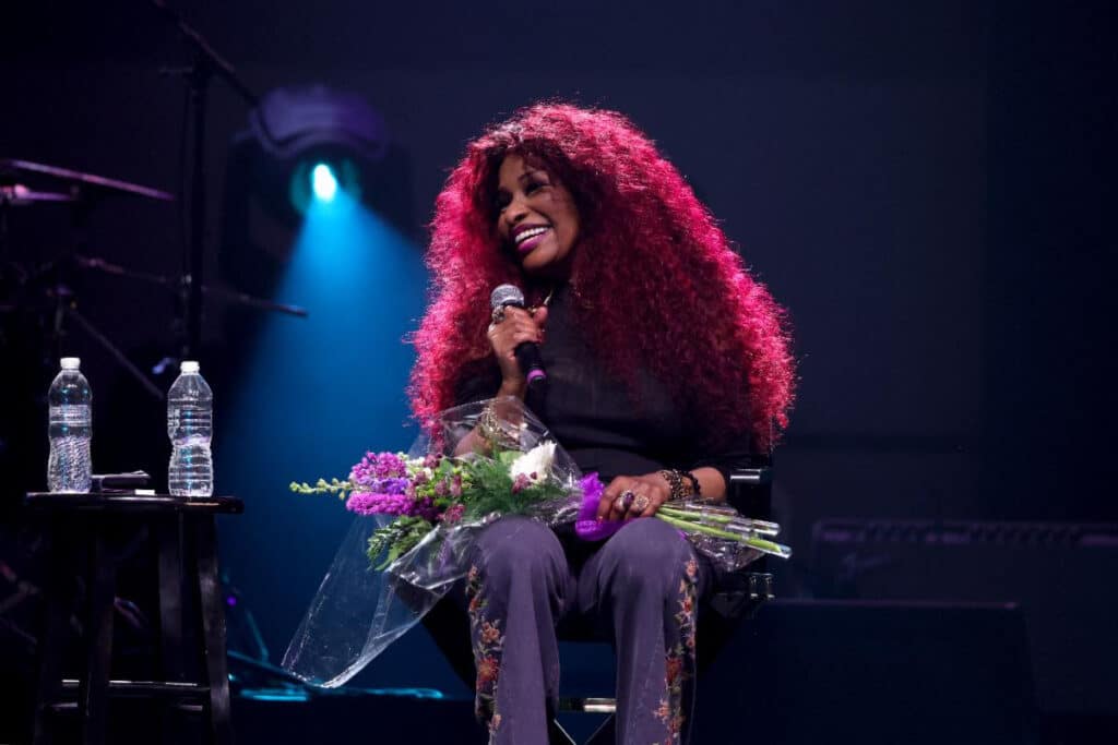Chaka Khan speaks onstage at Celebration 2023(Photo Credit: Kevin Mazur for Getty)