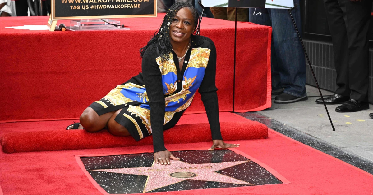Sekyiwa Shakur during the unveiling of Tupac Shakur's Hollywood Walk of Fame star, in Los Angeles, on June 7, 2023. Robyn Beck / AFP - Getty Images