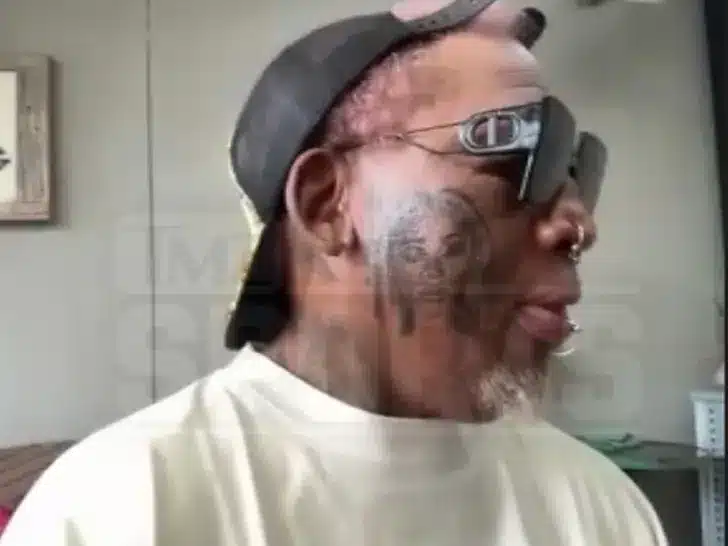 Dennis Rodman shows off face tattoo