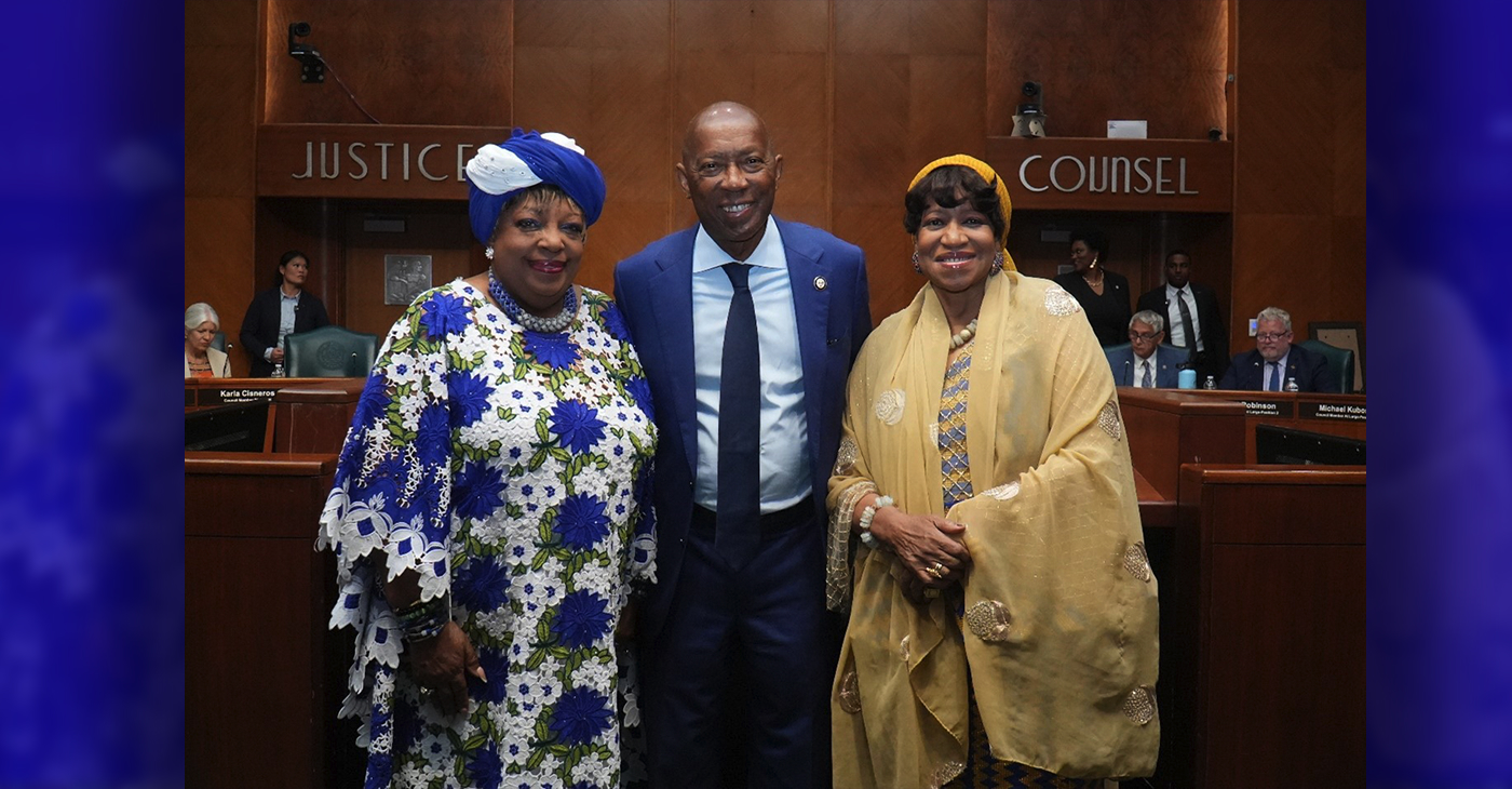 : Dr. Luck (DAF), Mayor Sylvester Turner, and Ambassador Bennett (DAF)