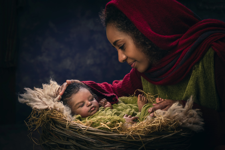 Nativity scene with black baby