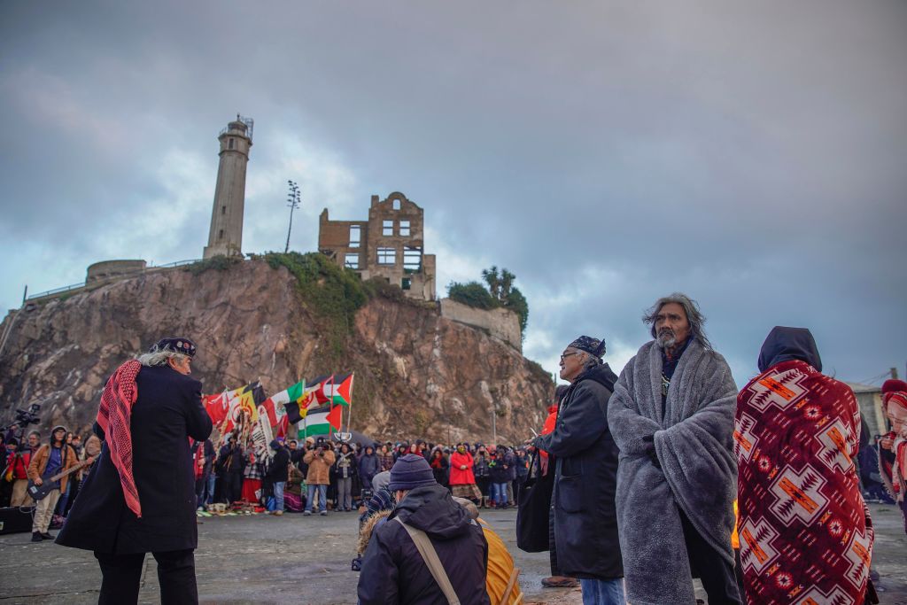 Indigenous People's Sunrise Ceremony On Alcatraz Island In San Francisco