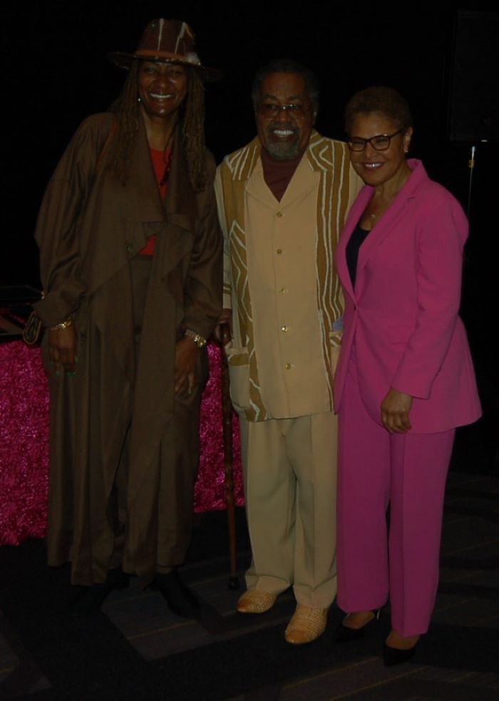 Supervisor Holly J. Mitchell, Earl Skip Cooper and L.A. Mayor Karen Bass: Photo Credit, Ricky Richardson