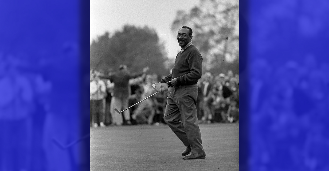 Golfer Charlie Sifford smiling as he wins the 1969 Los Angeles Open, 13 January 1969. Photo: Ben Olender, Los Angeles Times / Wikimedia Commons.