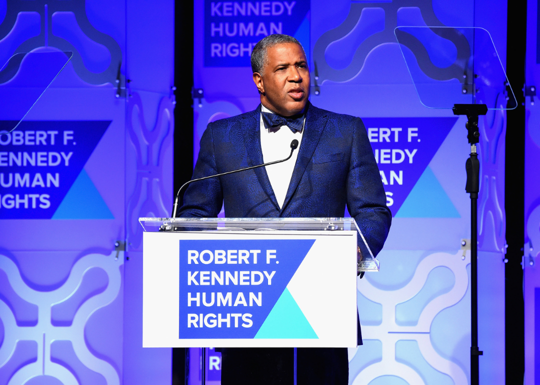 Topping the list of America's 10 Black Billionaires is Robert F. Smith - Smith speaking onstage at RFK Human Rights' Ripple of Hope Awards Honoring VP Joe Biden, Howard Schultz, and Scott Minerd in New York City.