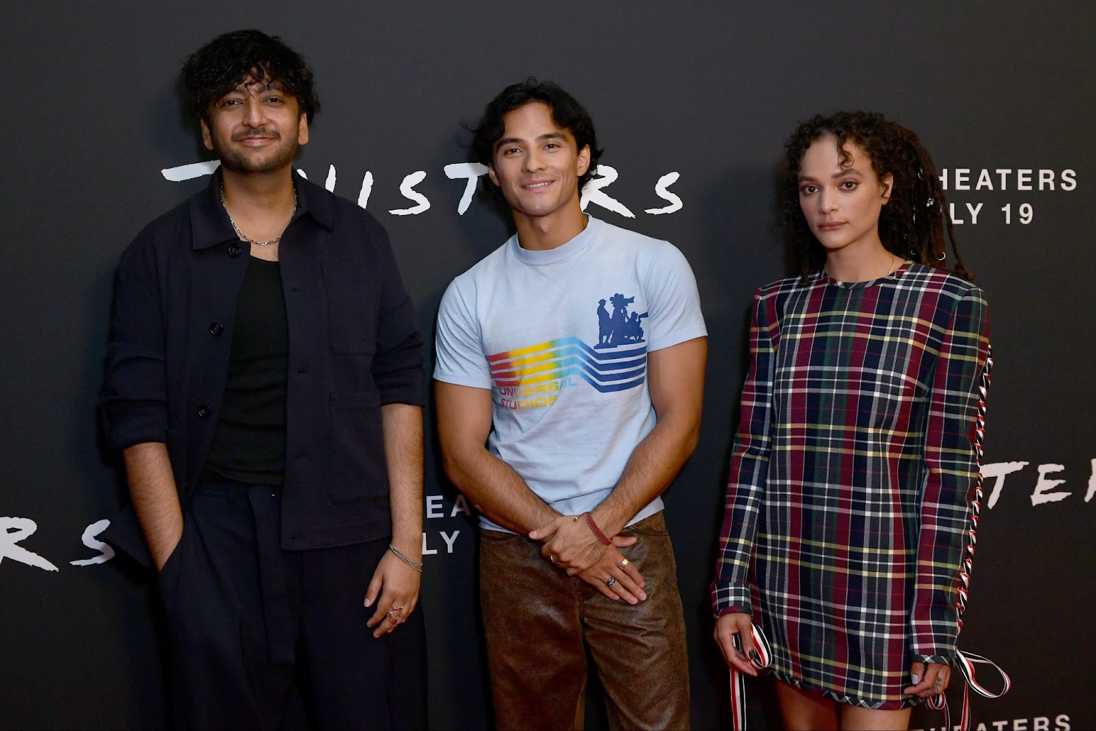 LOS ANGELES, CALIFORNIA - JULY 10: (L-R) Nik Dodani, Brandon Perea and Sasha Lane attend as Universal Pictures, Warner Bros, Amblin Entertainment presents a 