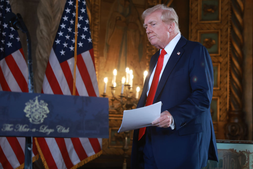 Republican Presidential Nominee Donald Trump Speaks To The Press In Palm Beach, Florida