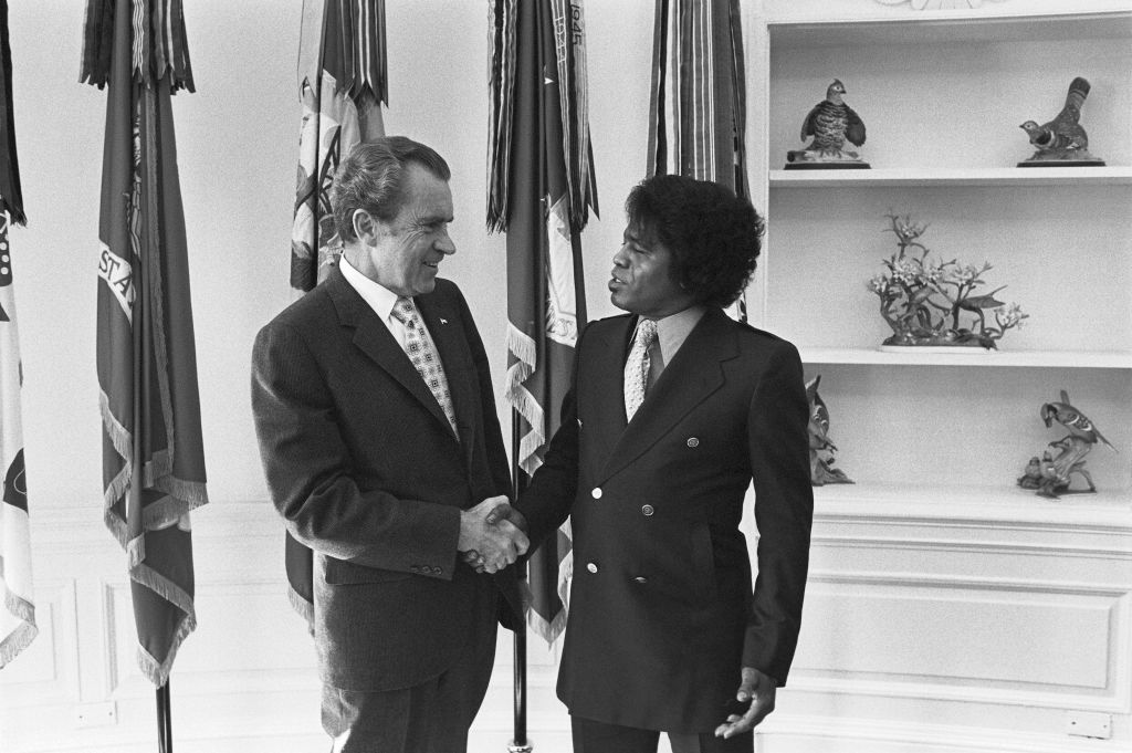 US President Richard Nixon with musician James Brown