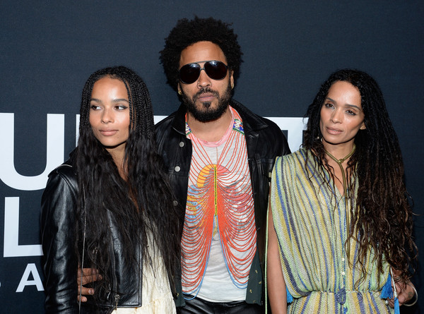 Lenny Kravitz  and actresses Zoe Kravitz (L) and Lisa Bonet R)