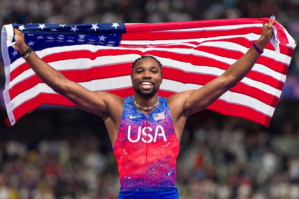 Noah Lyles beats Kishane Thompson - wins 100m gold in Paris // Noah Lyles - GettyImages