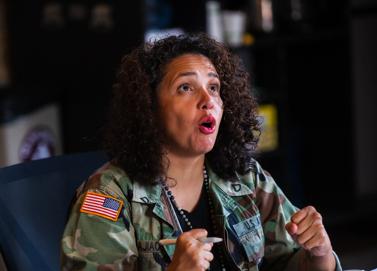 Paula Andra Cajio (U.S. Army) gives a show stopping performance in Beyond the Barracks. Geffen Playhouse Aug 5, 2025. Photo: Geffen Playhouse 