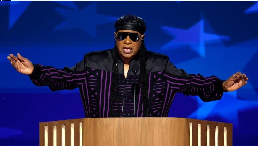 Stevie Wonder at 2024 DNC - screenshot