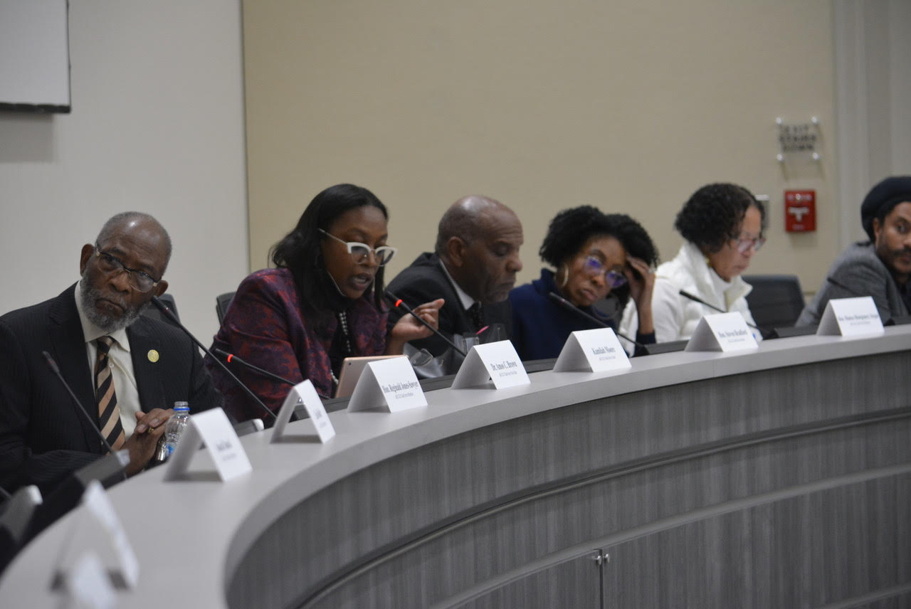 1339: Reparations Task Force members during the debate to determine the scope of a Freedmen's Bureau-like agency. March 4, 2023, Sacrameto, Calif. CBM photo by Antonio Ray Harvey.