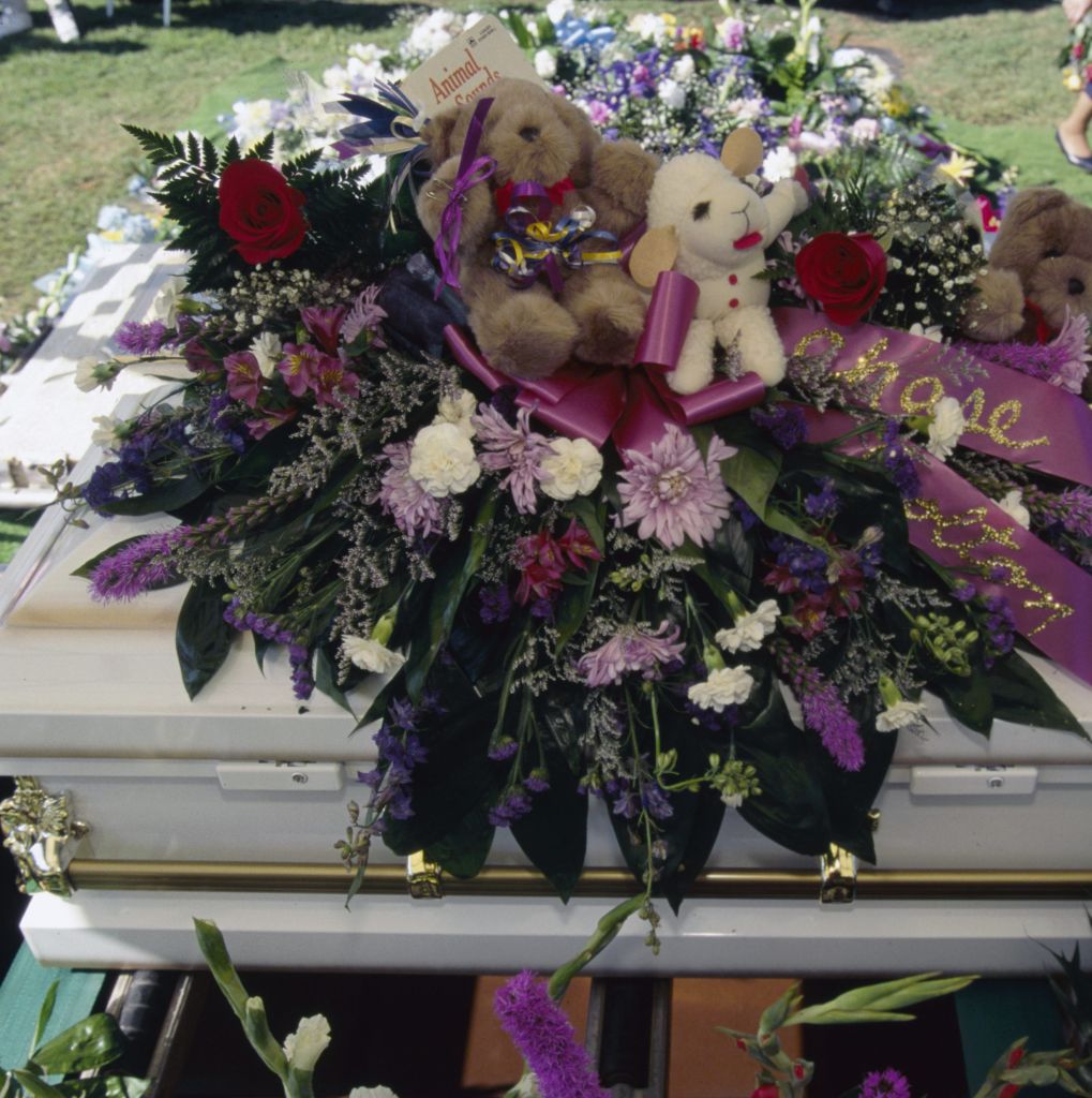 Two Small Caskets for Child Victims of Oklahoma City Bombing