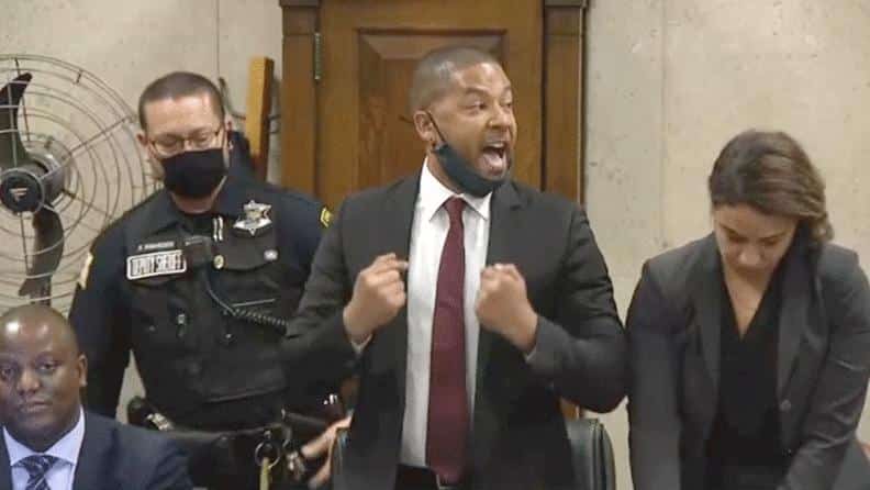 Jussie Smollett recalls his 'darkest day' five years post-arrest // Jussie Smollett courtroom outburst (screenshot)