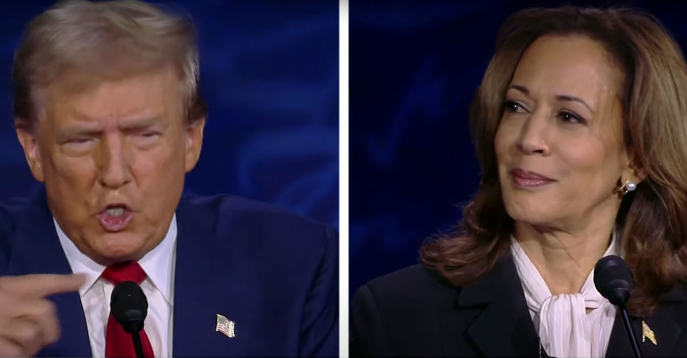 Former President Donald Trump and Vice President Kamala Harris during their first presidential debate Philadelphia on Tuesday night. Photo: Screen capture from ABC News feed of the debate.