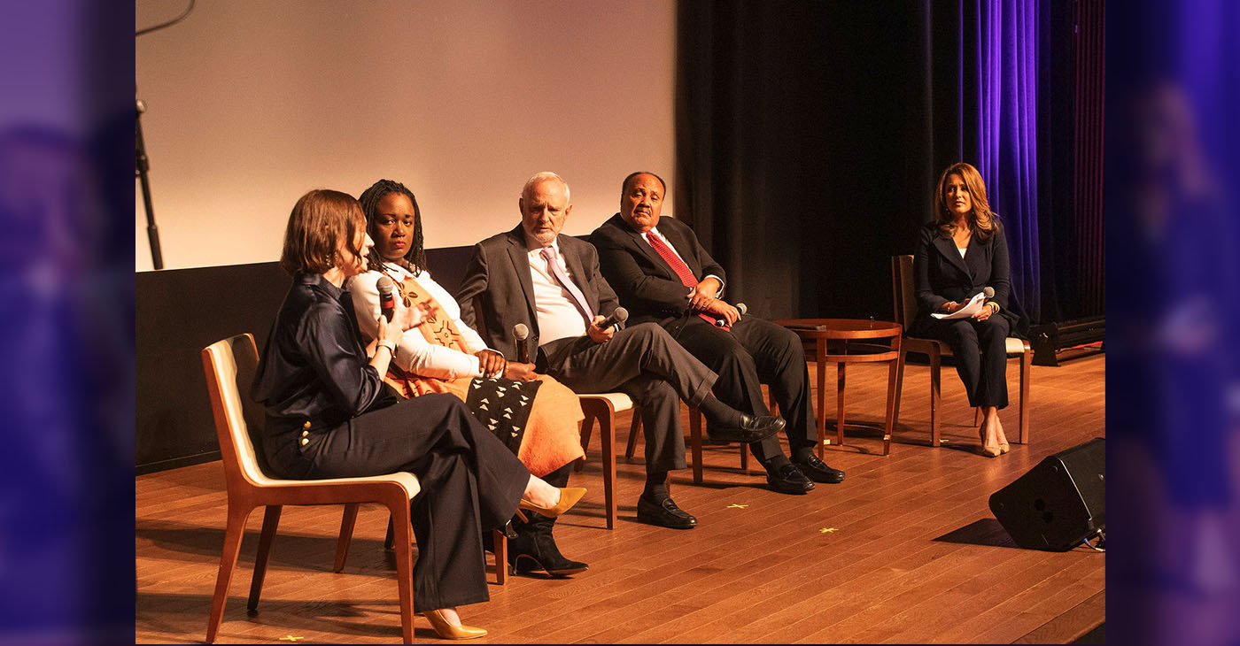 The panel discussed “Interfaith Collaboration, Then & Now.” (Left to right): Amy Spitalnick, CEO, Jewish Council for Public Affairs; Dr. Erika Gault, Director of the Center for the Study of African American Religious Life, National Museum of African American History and Culture; Rabbi David Saperstein, Ambassador, International Religious Freedom; Martin Luther King III, Chairman, Drum Major Institute; and Lesli Foster, Moderator, WUSA9 Anchor