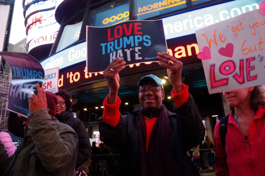 Americans Stand for Love & Against Trump's Hate Outside GMA