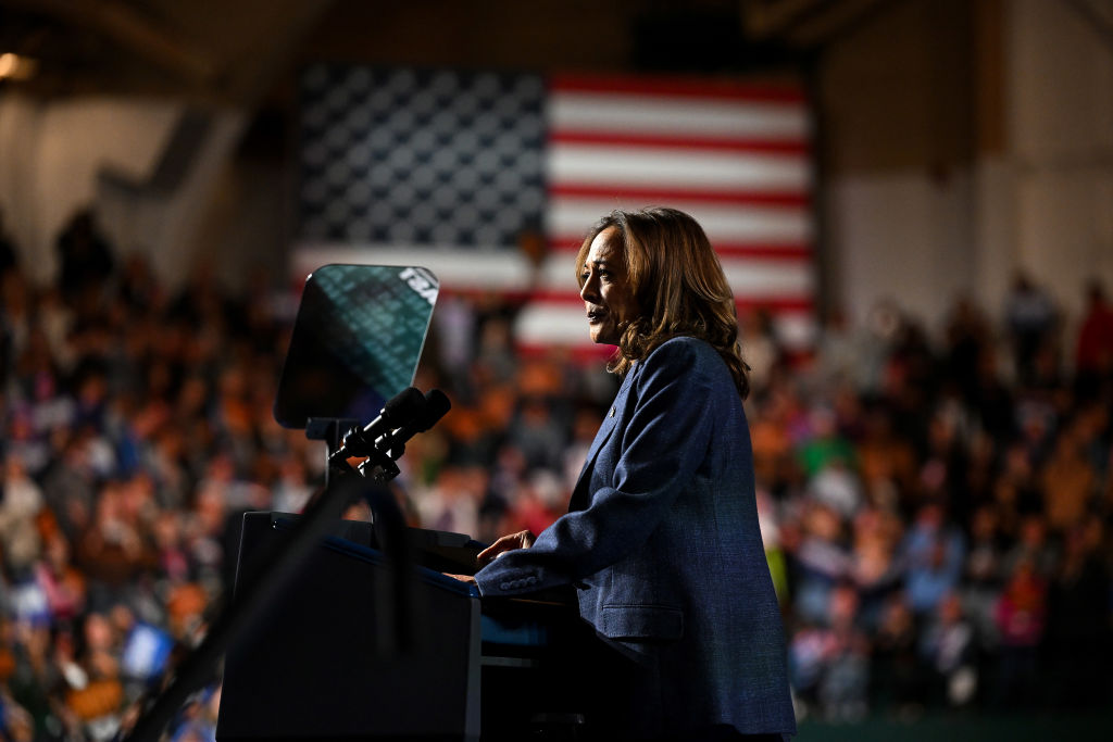 Kamala Harris Speaks During A Campaign Rally At Michigan State University In East Lansing Michigan