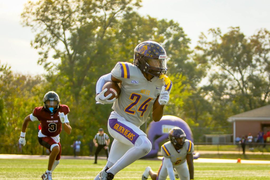 Lashon Young, a freshman defensive back, leads Division II with seven interceptions. (Ta'Ron Williams, Miles College)